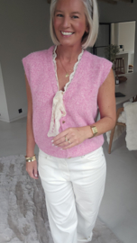 LACE WHISPER sleeveless cardigan pink