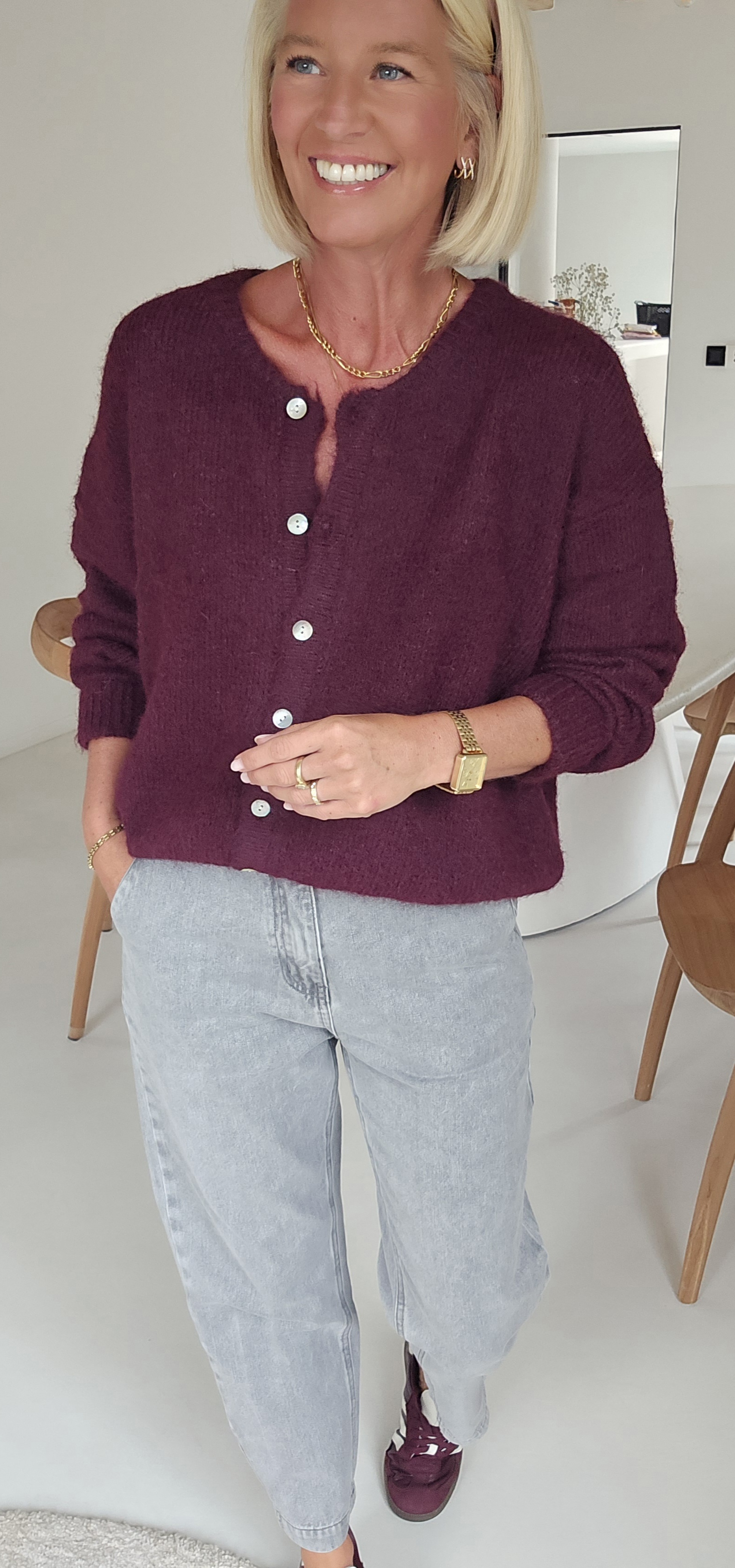 LIESJE cardigan dark burgundy