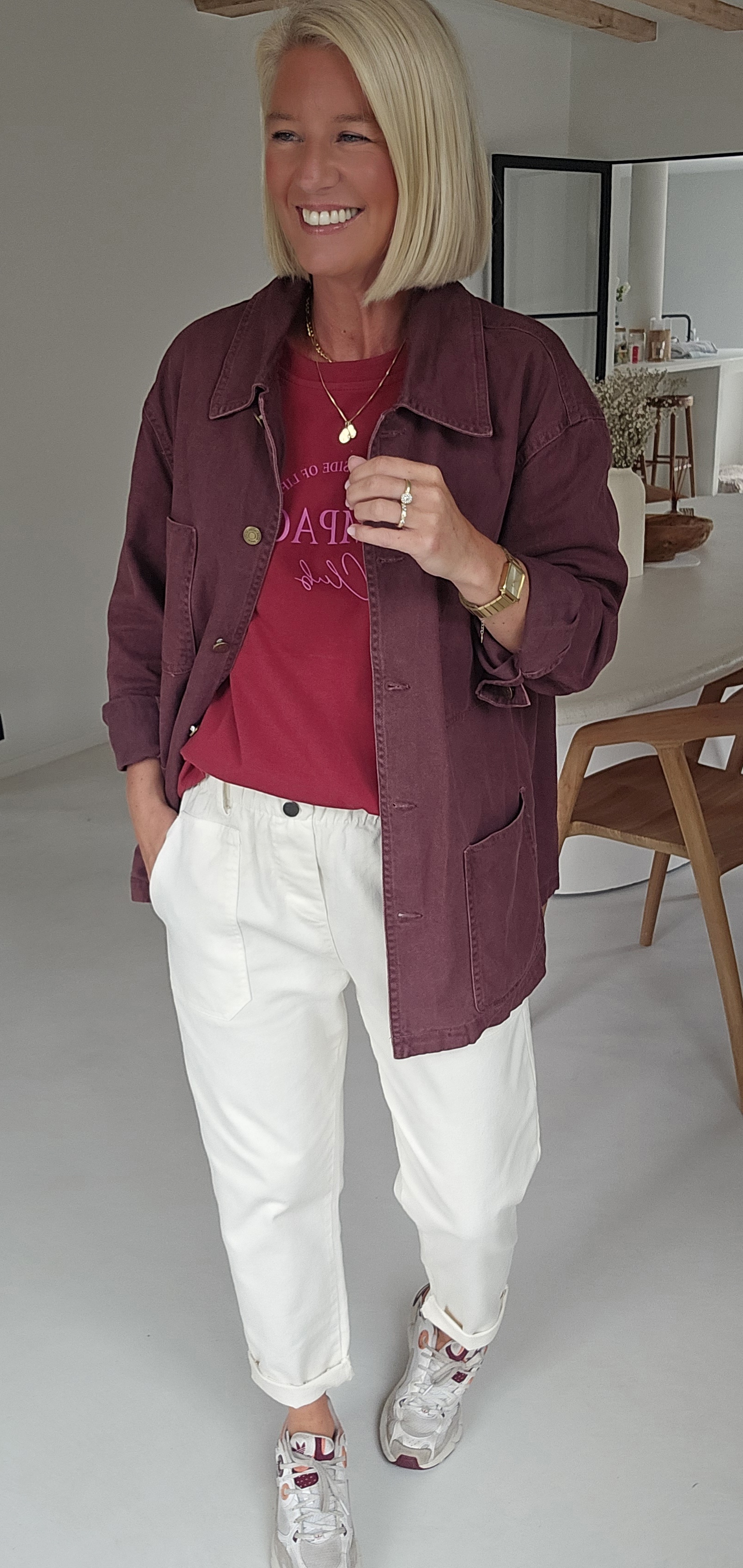 FELINE oversized cotton jacket burgundy