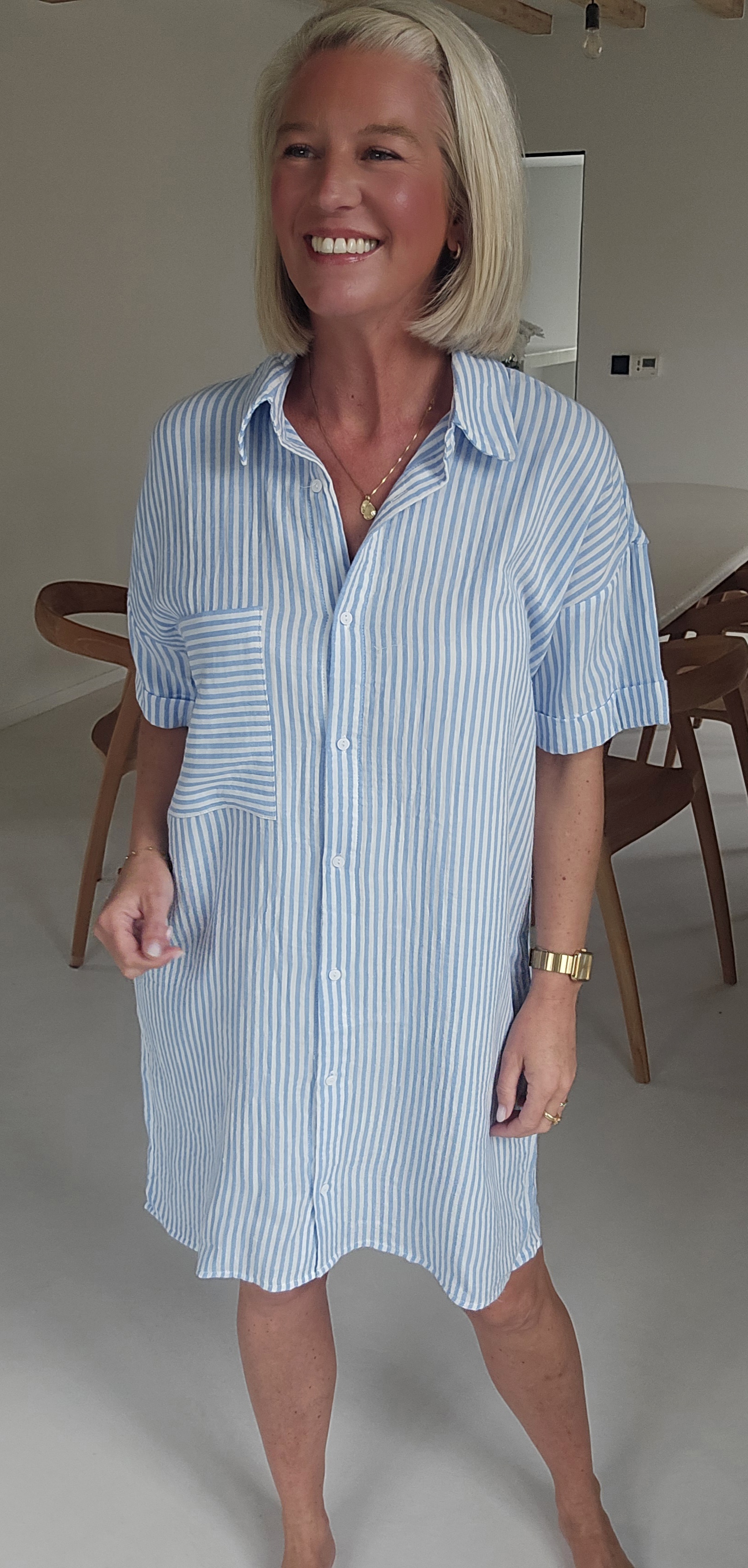 JILDI tetra shirt dress striped blue
