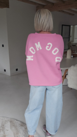 DOGMOM fleece sweatshirt pink white