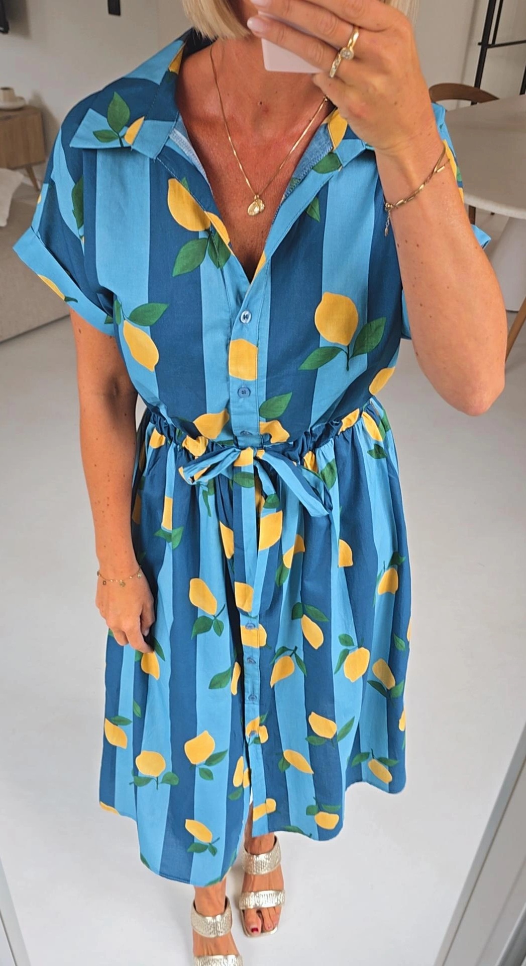 LEMON maxi cotton dress blue