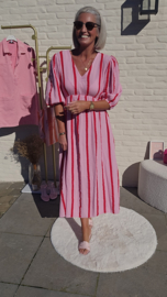 POSITANO maxi tetra dress striped raspberry