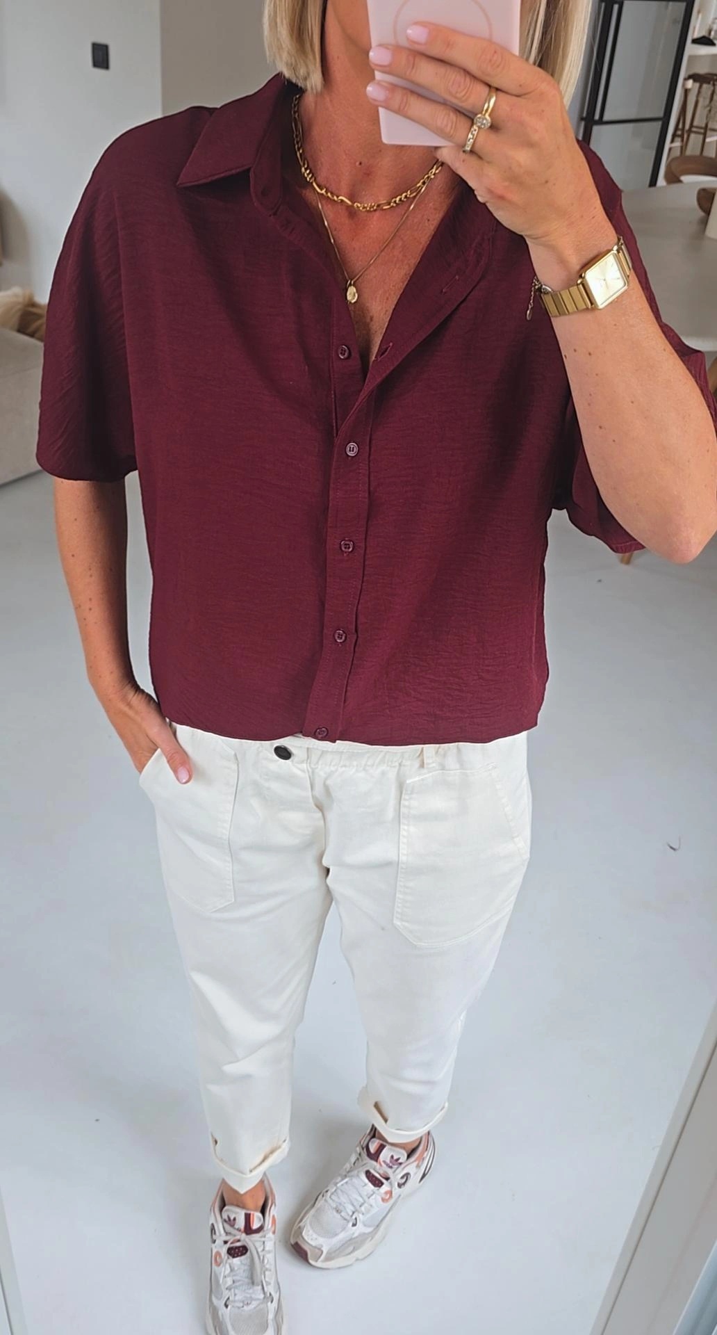 MIA short-sleeved shirt burgundy