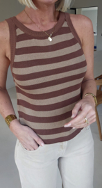 KATRINE striped knit top hazelnut