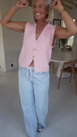 MEREL wide leg jeans soft blue drawstring