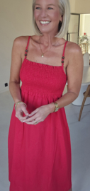 SANDRIN smock dress red