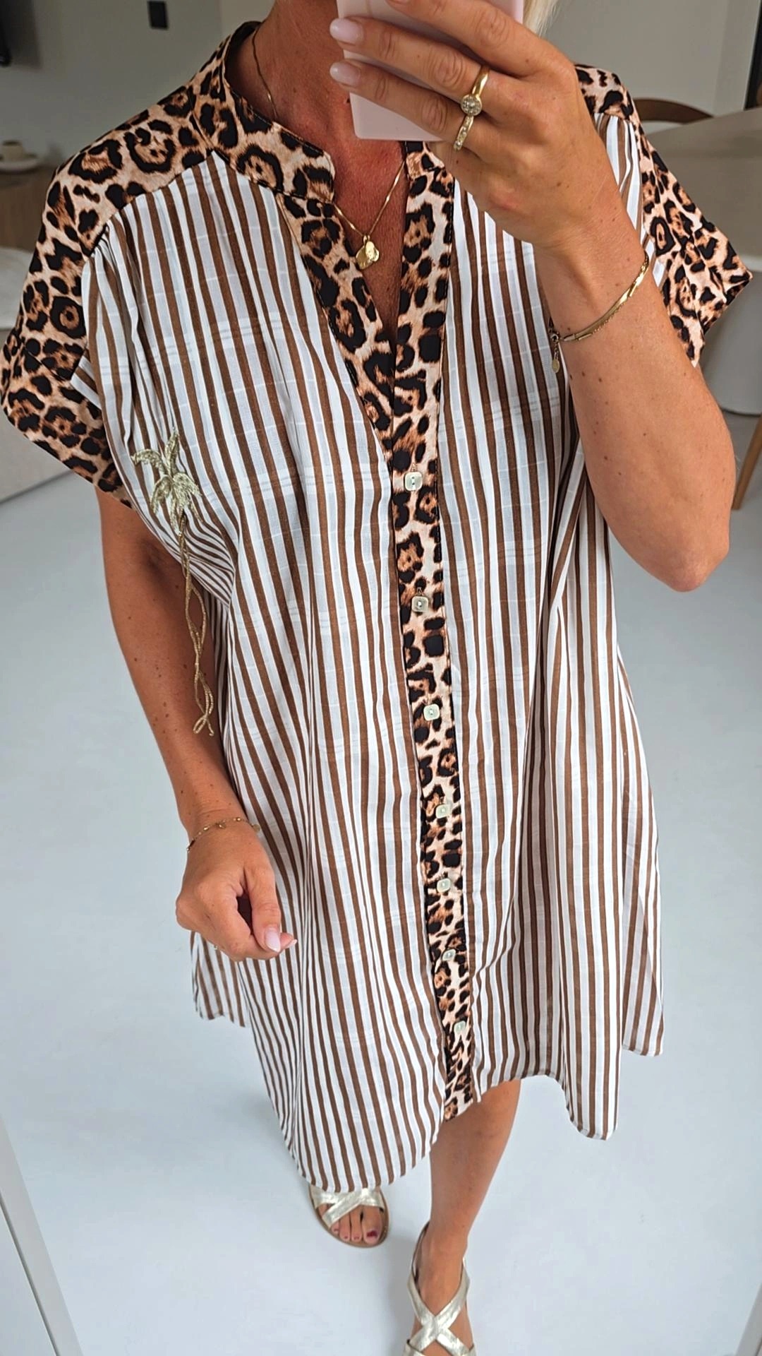 PALMTREE beach dress camel