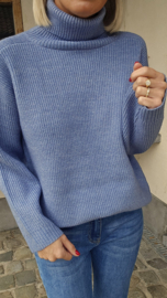 SNUGGLE loose turtleneck knit jeans blue