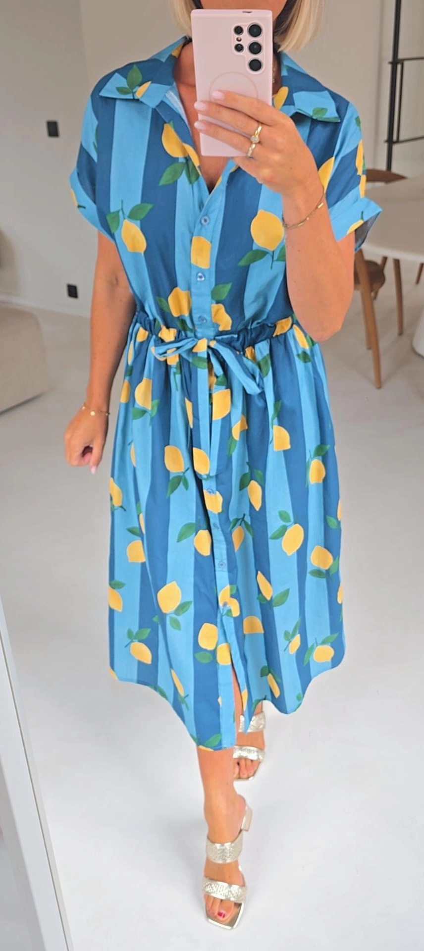 LEMON maxi cotton dress blue