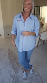 OUT OF THE OFFICE striped shirt blue