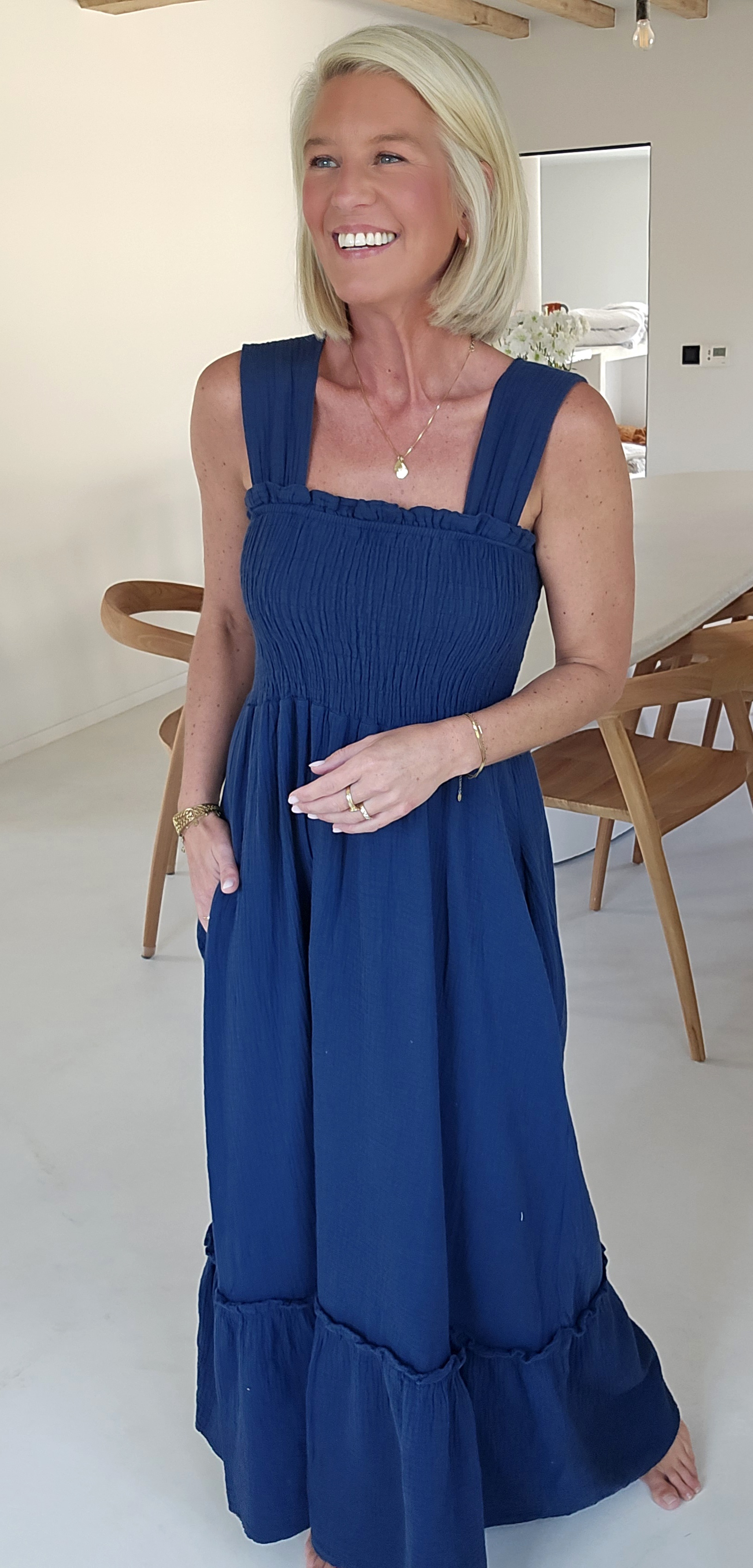 TONIA maxi tetra smock dress navy