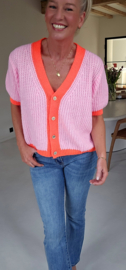 BESS short-sleeved cardigan candy pink