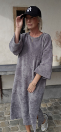 MANDU soft velvet maxi dress grey