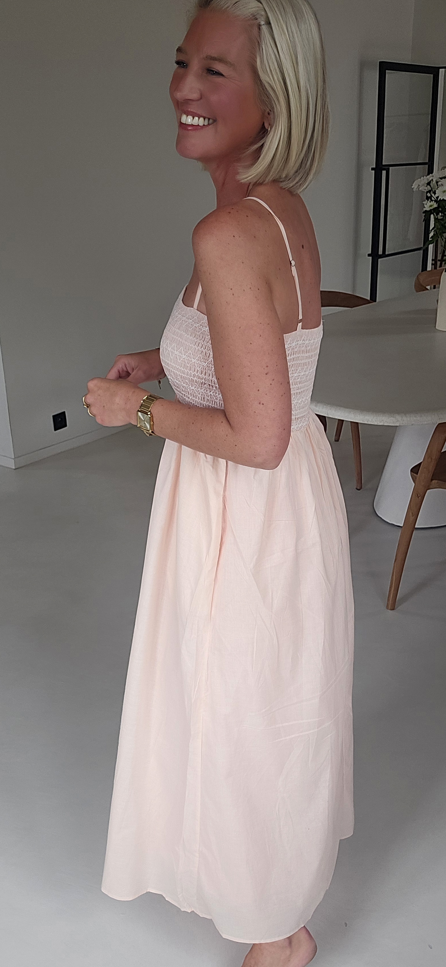 CILIA maxi smock dress soft pink