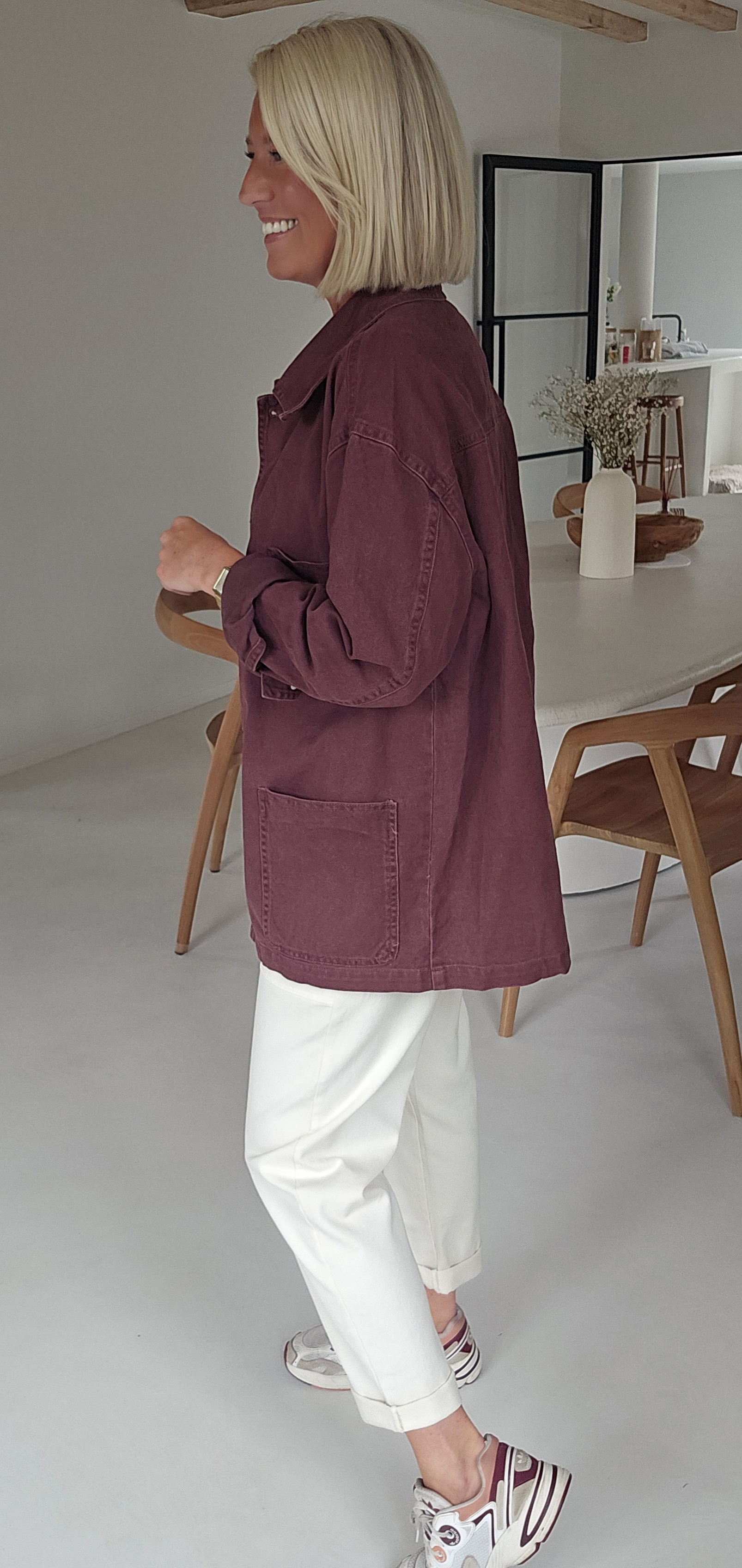 FELINE oversized cotton jacket burgundy