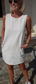 PIPA sleeveless jeans dress white