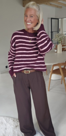 KARA striped knip burgundy blush