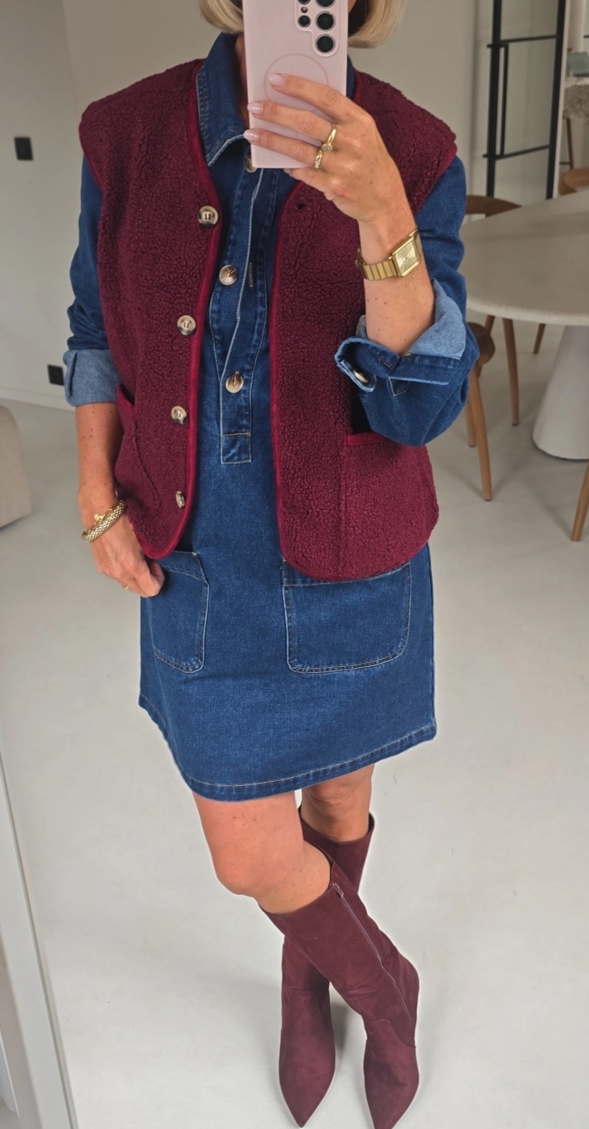 MELIA sleeveless teddy jacket burgundy