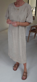 MANDIE soft velvet maxi dress beige