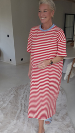 MIAMI striped maxi T-shirt dress red