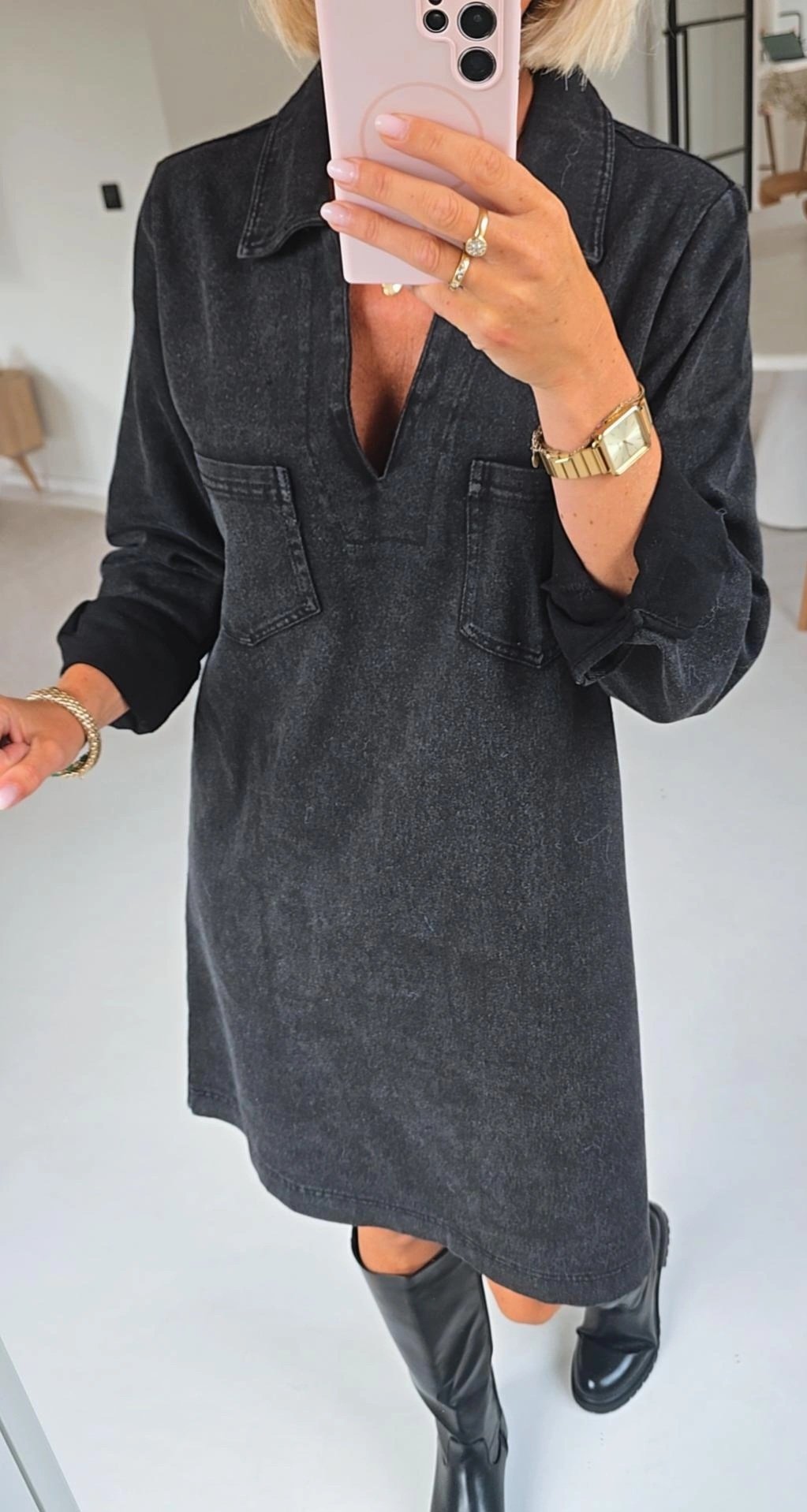 THE PERFECT JEANS 2 longsleeve dress black