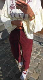 MELODI loose corduroy pants burgundy