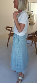 SUZINNE striped maxi cotton skirt green