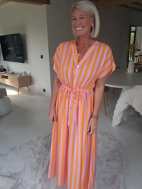 BEATRICE striped maxi dress fuschia orange