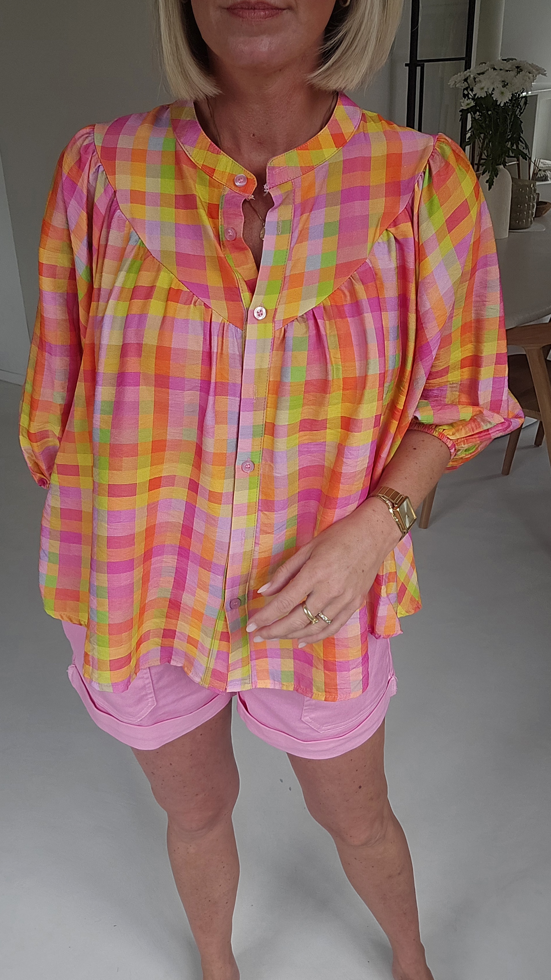 BEA viscose blouse checkered multi