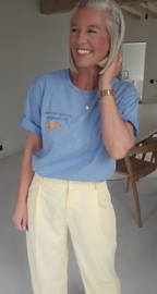 SUNDAYS ARE FOR CROISSANTS cotton T-shirt blue