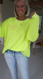 HAPPY LIFE sweatshirt neon yellow (with key ring)