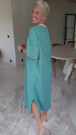 MIAMI striped maxi T-shirt dress green blue