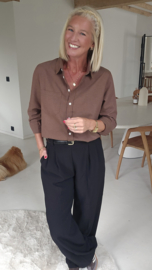 AVA basic cotton shirt chocolat