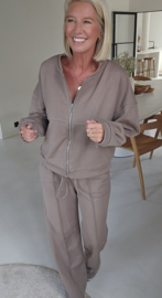 JUNA jogger sweat cardigan taupe