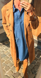 FALL VIBES suede trench coat camel
