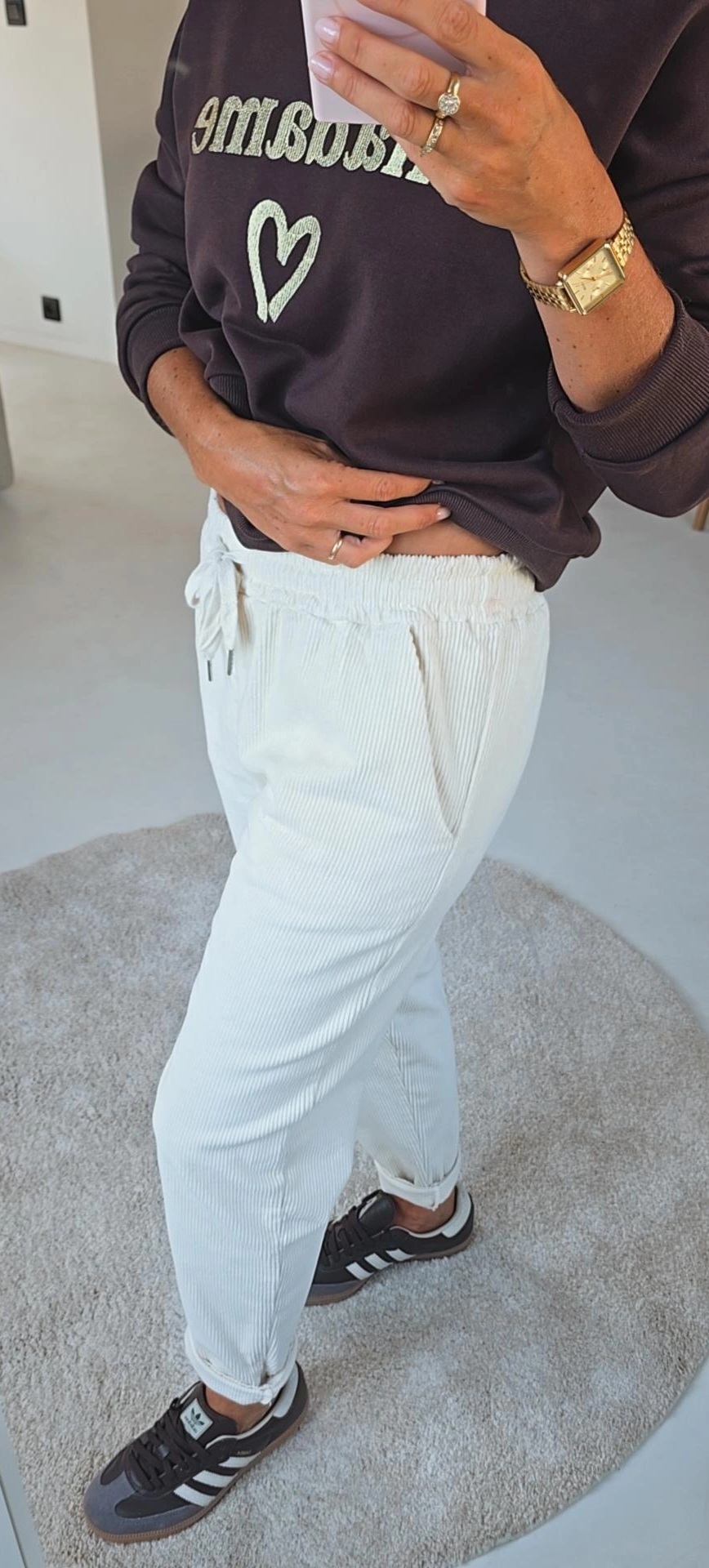 AMTE corduroy jogger pants ecru