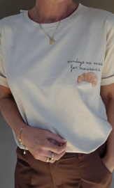 SUNDAYS ARE FOR CROISSANTS cotton T-shirt beige