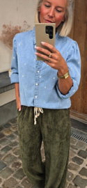 RINA soft velvet wide leg jogger pants khaki