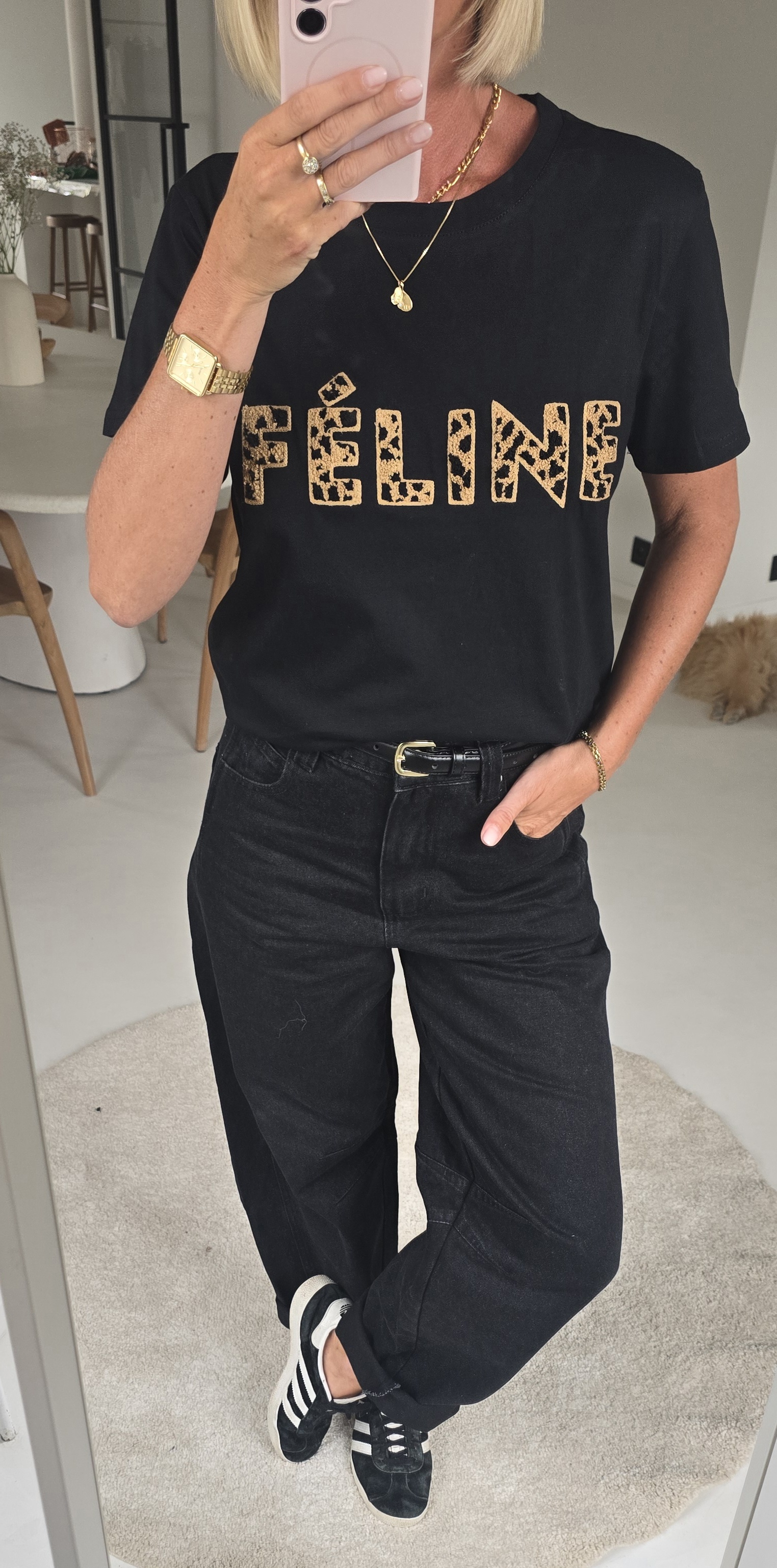 FÉLINE cotton T-shirt black