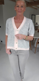 BESS short-sleeved cardigan soft grey
