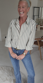 AMBER striped shirt bottle green