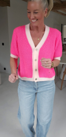 BESS short-sleeved cardigan neon fuschia