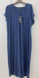 DIDI maxi terry T-shirt dress navy v-neck