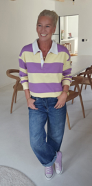 ANTJE striped polo sweatshirt violet yellow