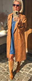 FALL VIBES suede trench coat camel