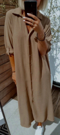 RHEA maxi shirt dress taupe