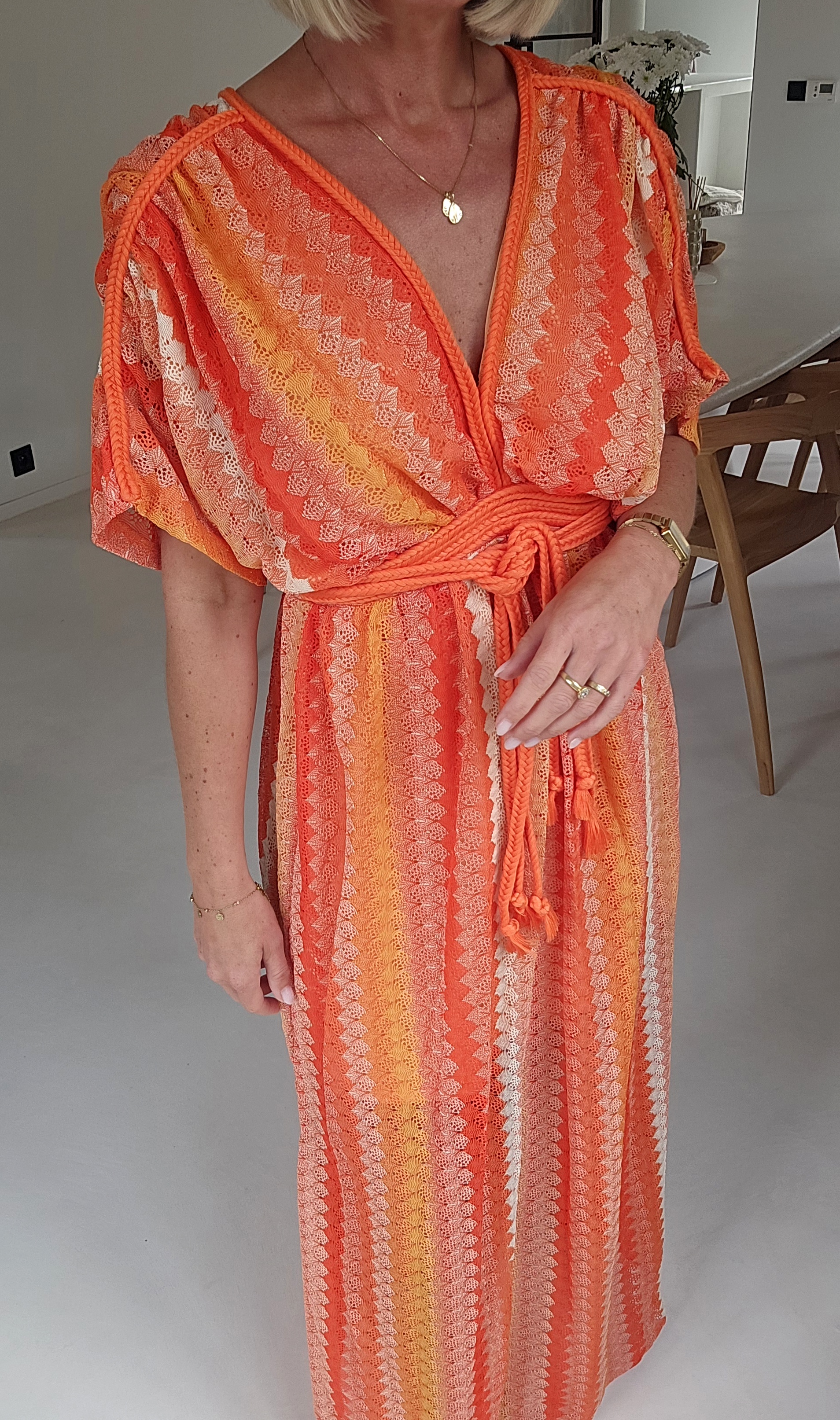 CANDICE maxi crochet dress orange