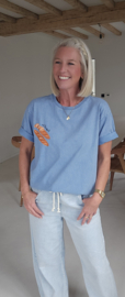BAGUETTE cotton T-shirt blue