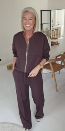 JUNA jogger sweat cardigan chocolat